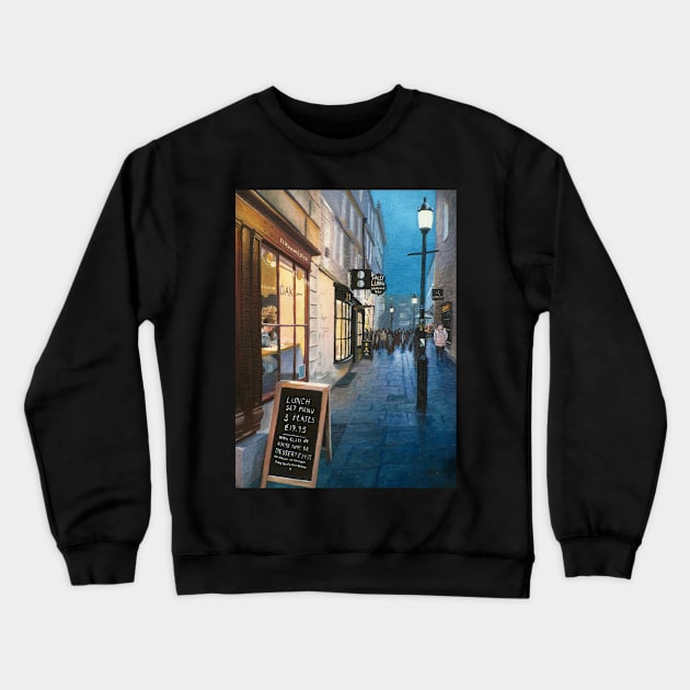 Bath cafes Crewneck Sweatshirt by richardpaul